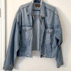 American Eagle Distressed Cropped Jean Jacket